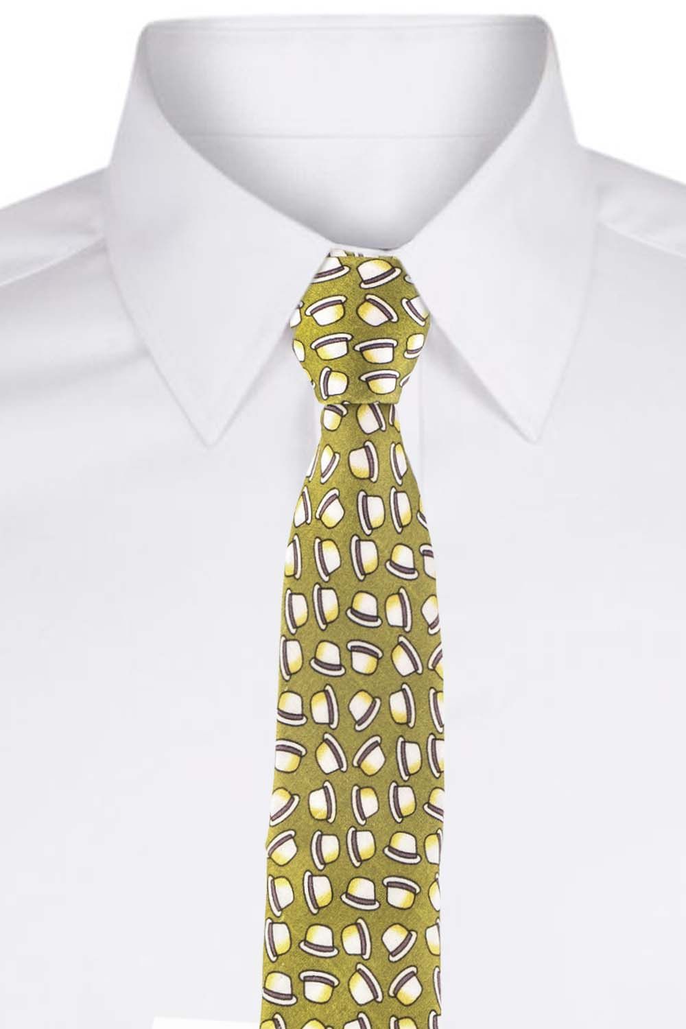 Green Conversational Silk Necktie for Men