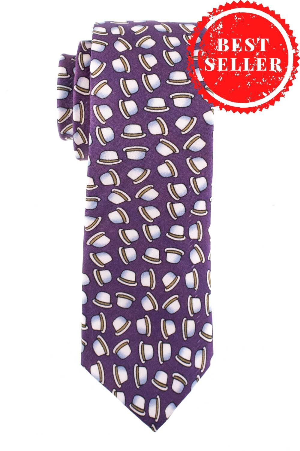 Purple Conversational Silk Necktie for Men