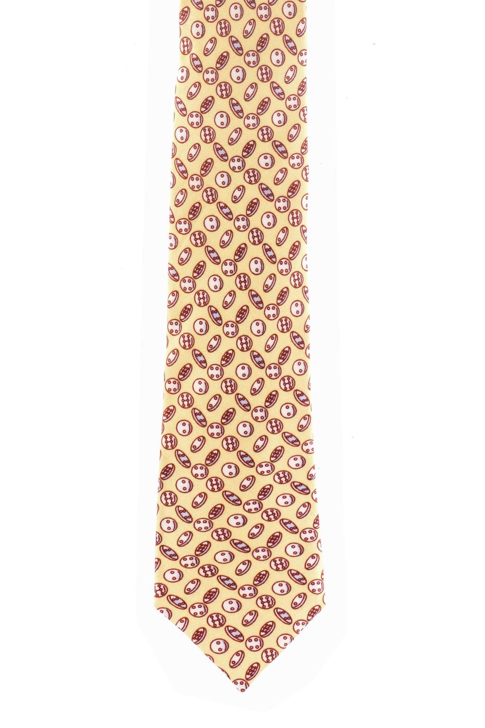 White Conversational Silk Necktie for Men