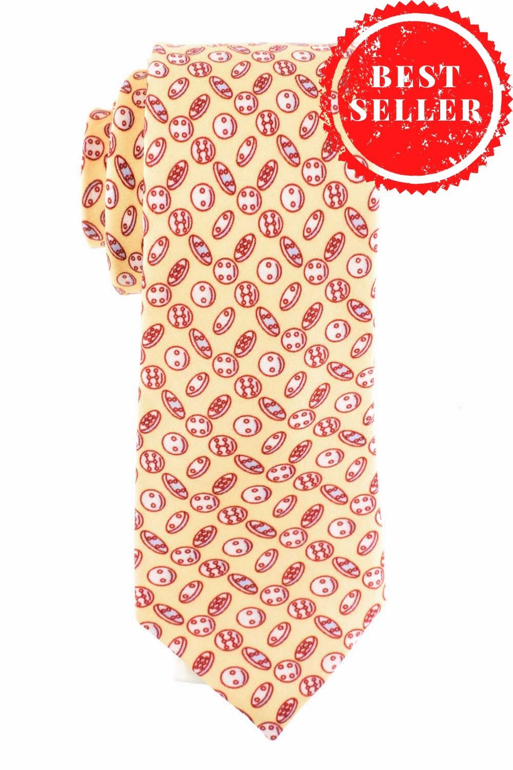 White Conversational Silk Necktie for Men