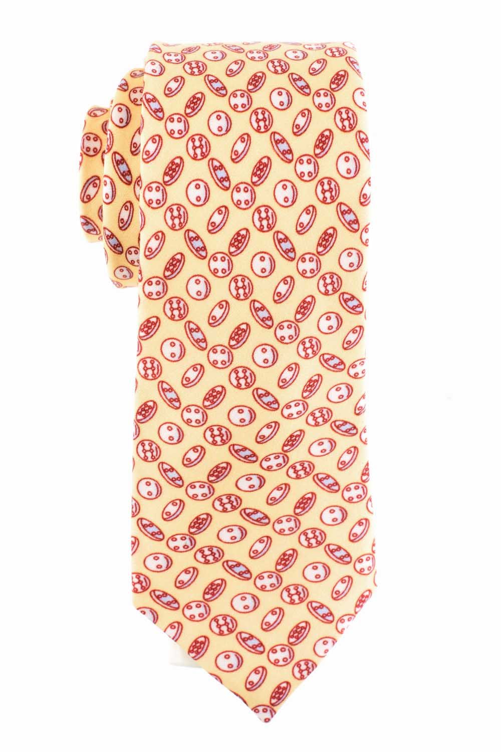 White Conversational Silk Necktie for Men