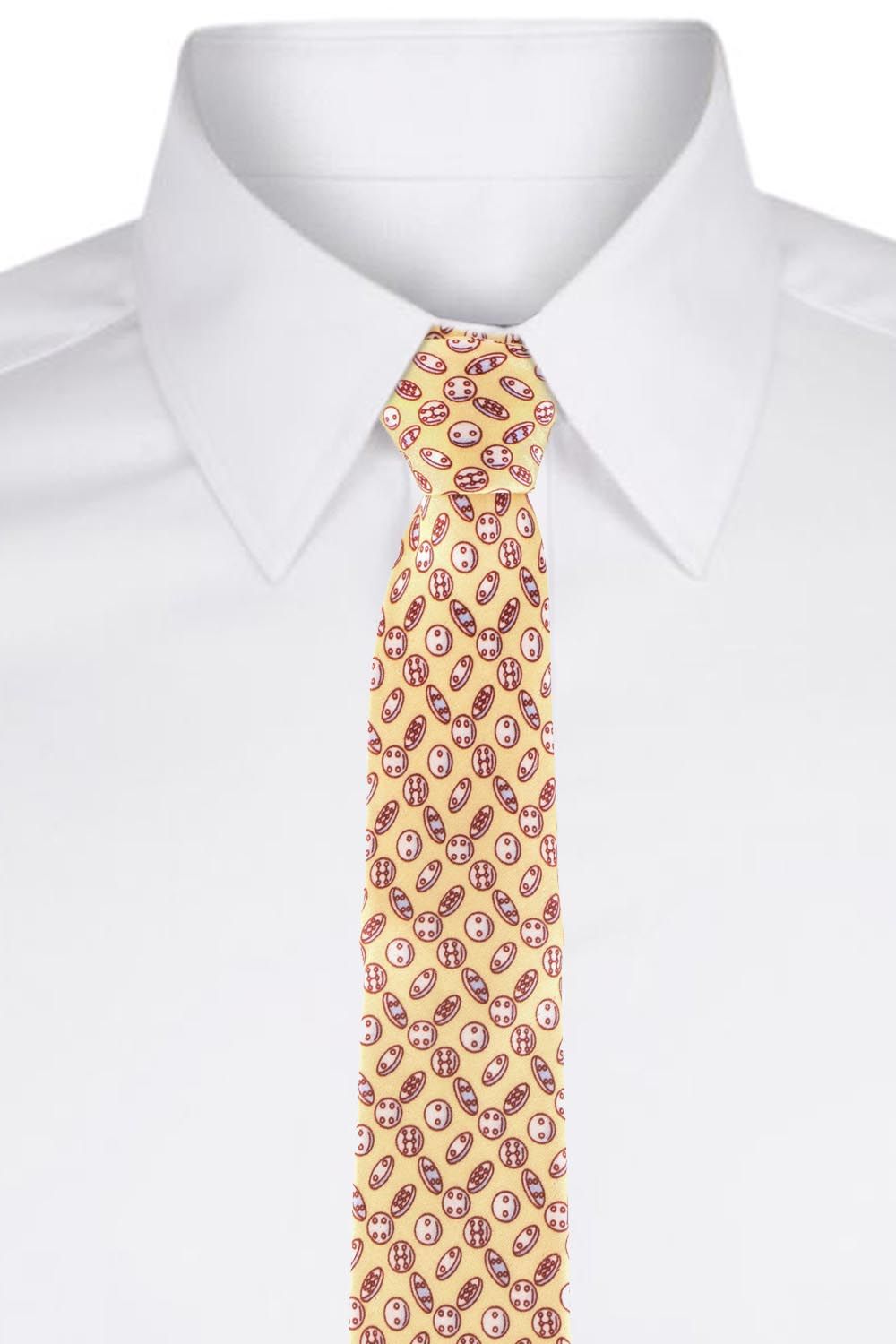 White Conversational Silk Necktie for Men
