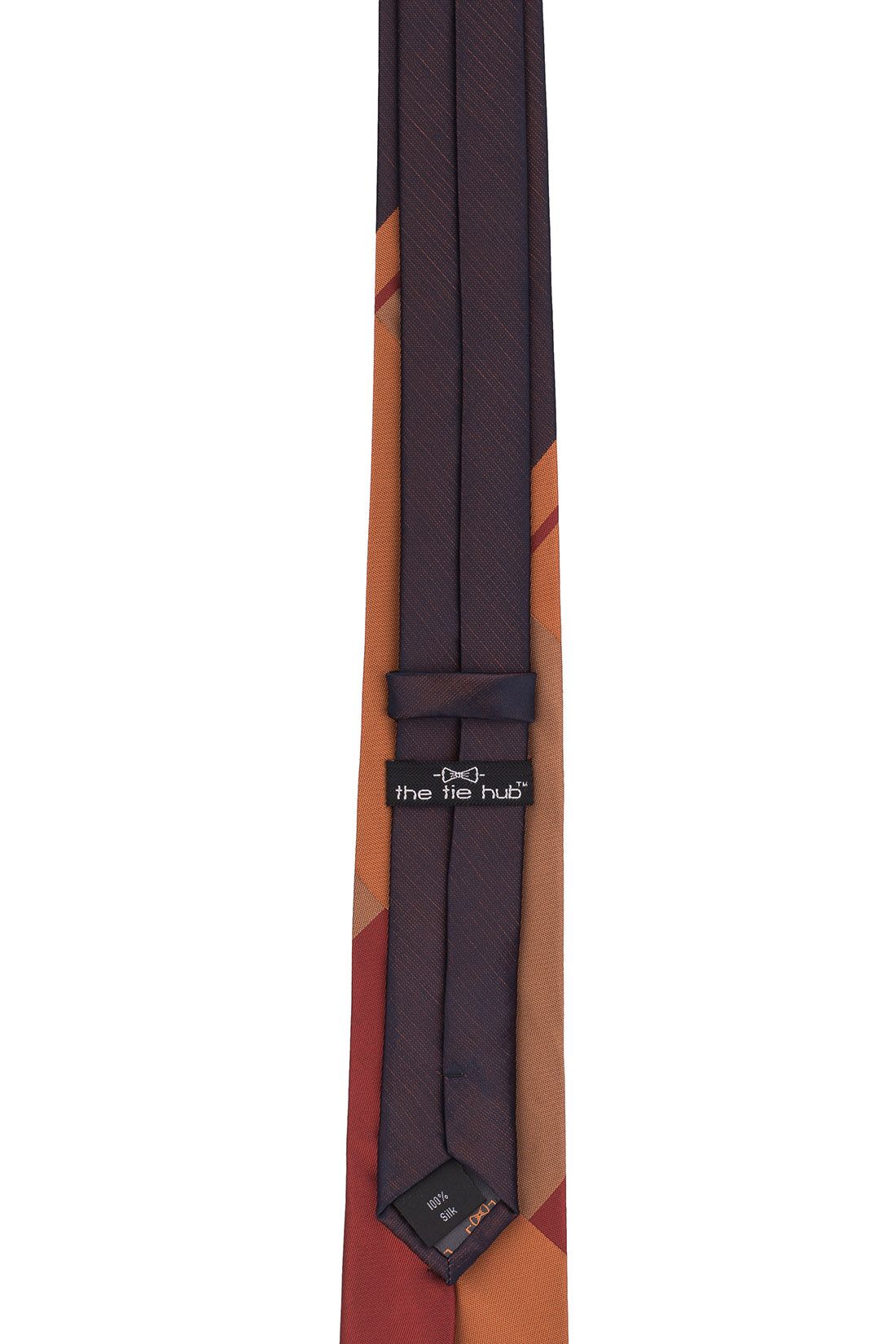 Orange Checkered Silk Necktie for Men