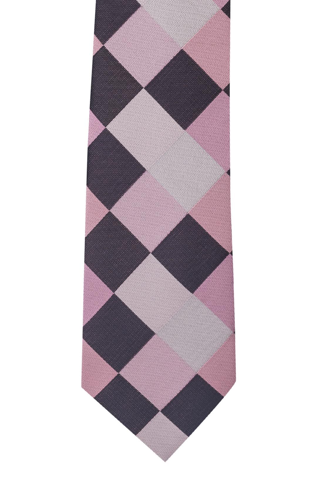 Pink Checkered Silk Necktie for Men