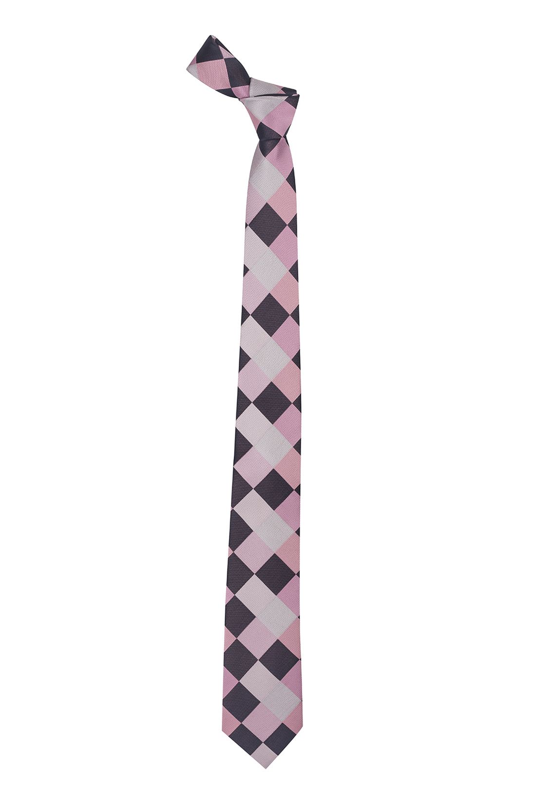 Pink Checkered Silk Necktie for Men