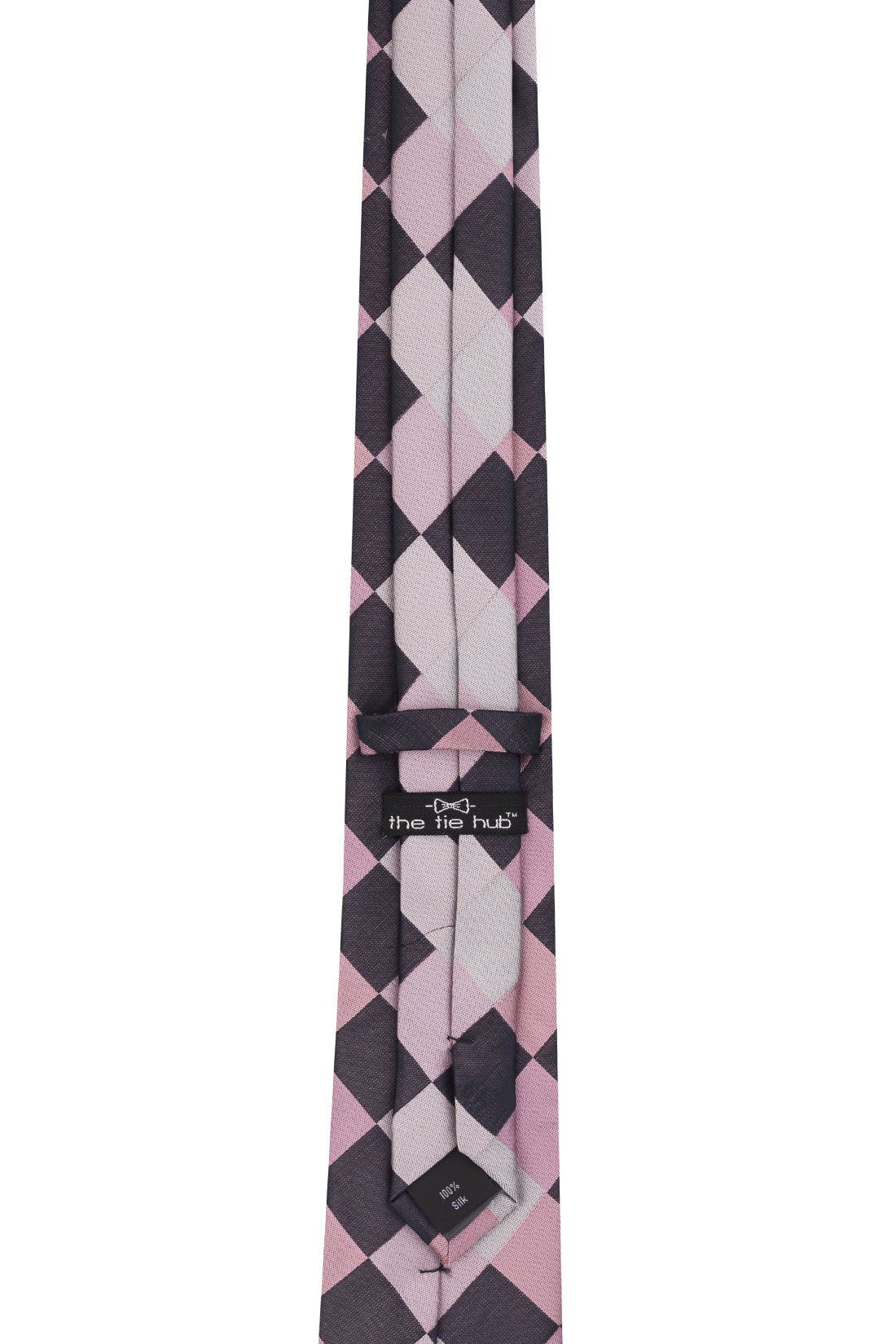 Pink Checkered Silk Necktie for Men