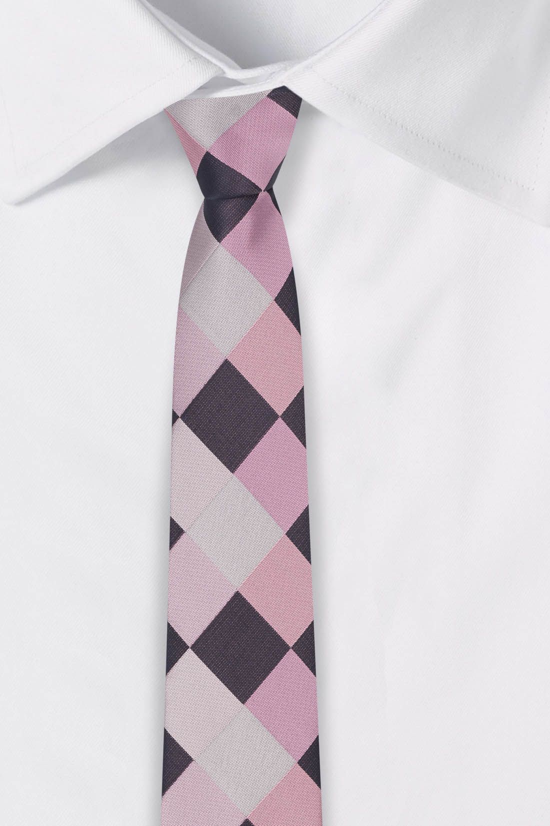 Pink Checkered Silk Necktie for Men