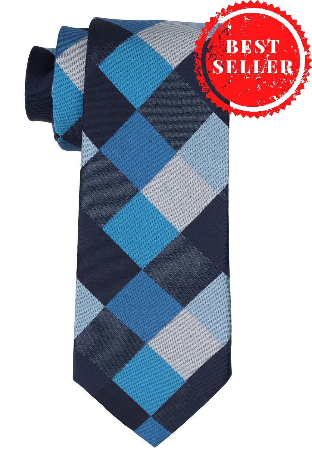 Blue Checkered Silk Necktie for Men