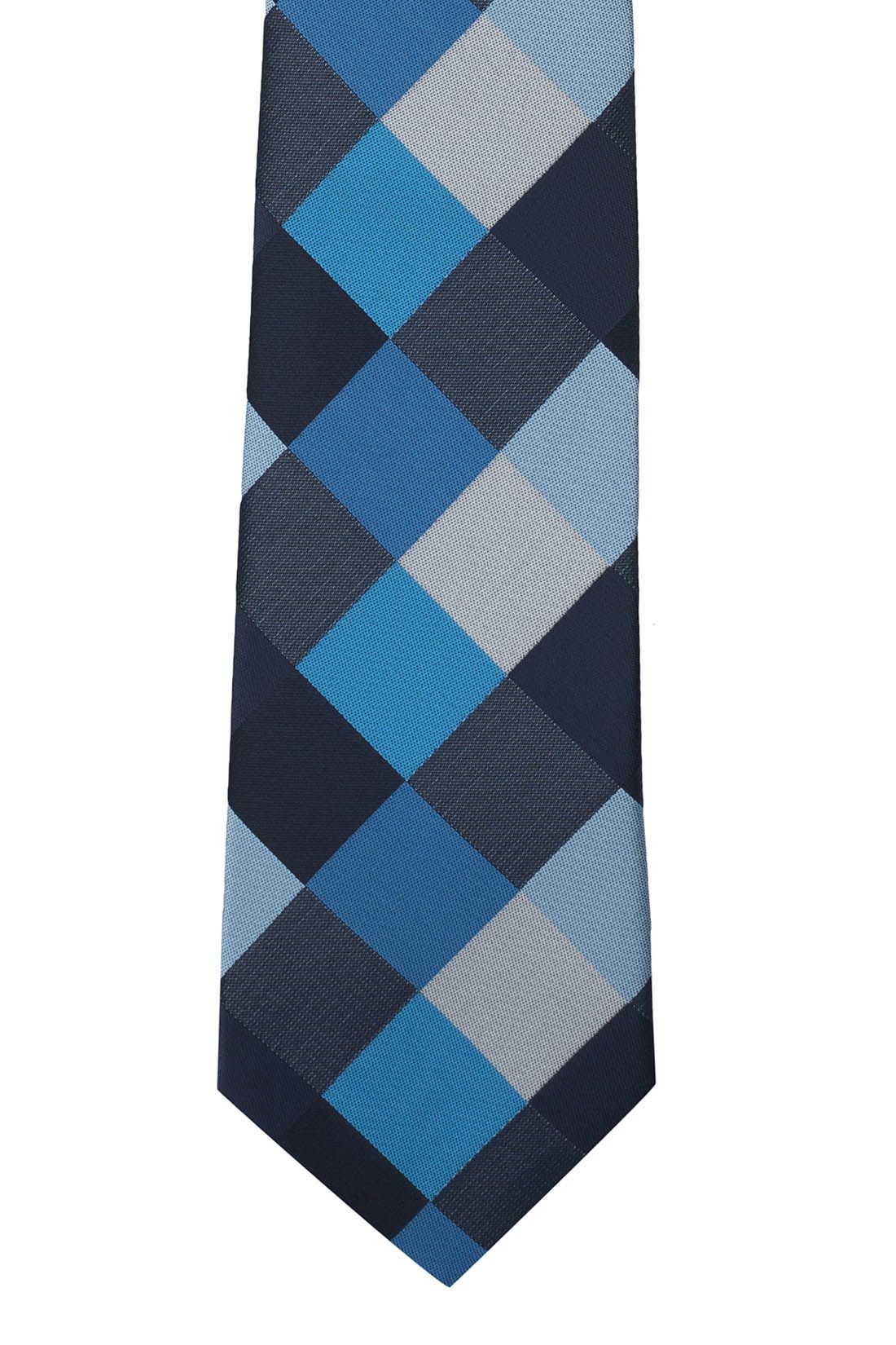Blue Checkered Silk Necktie for Men
