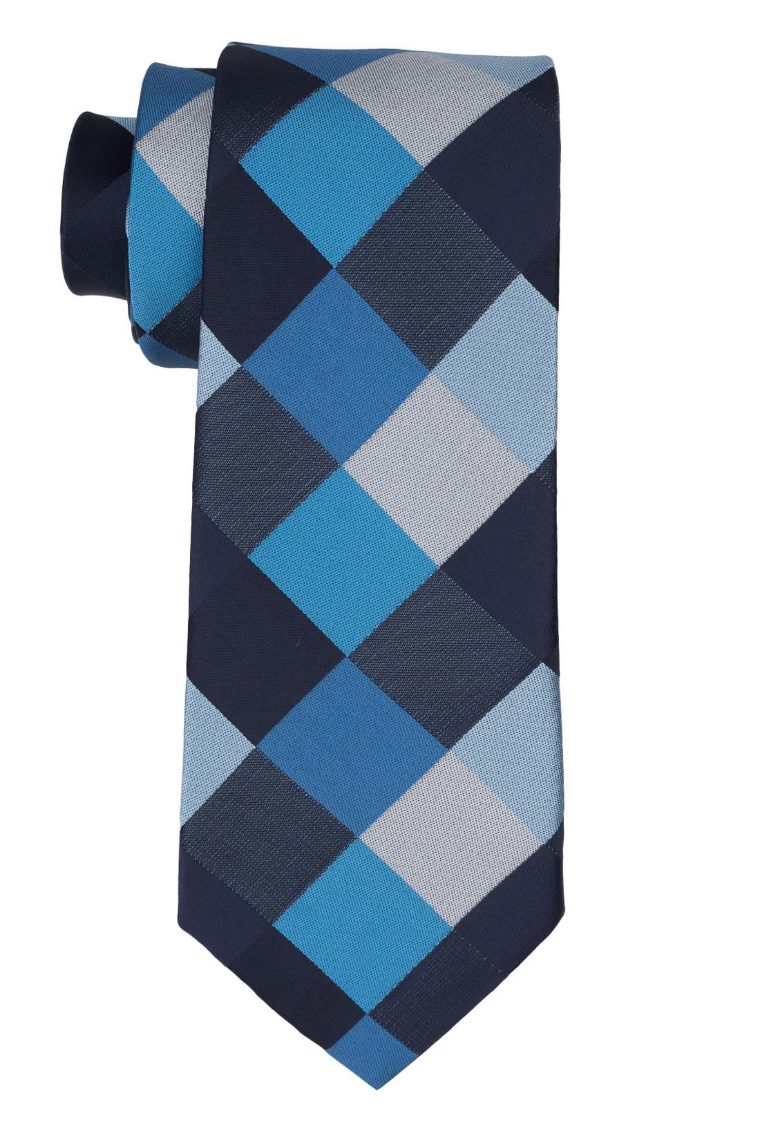 Blue Checkered Silk Necktie for Men