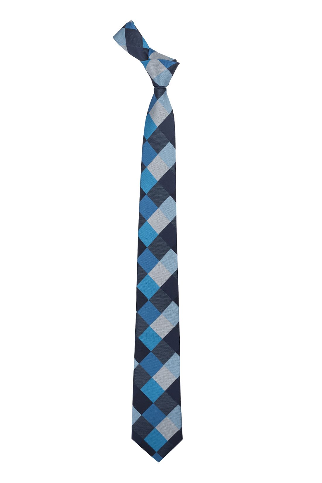 Blue Checkered Silk Necktie for Men