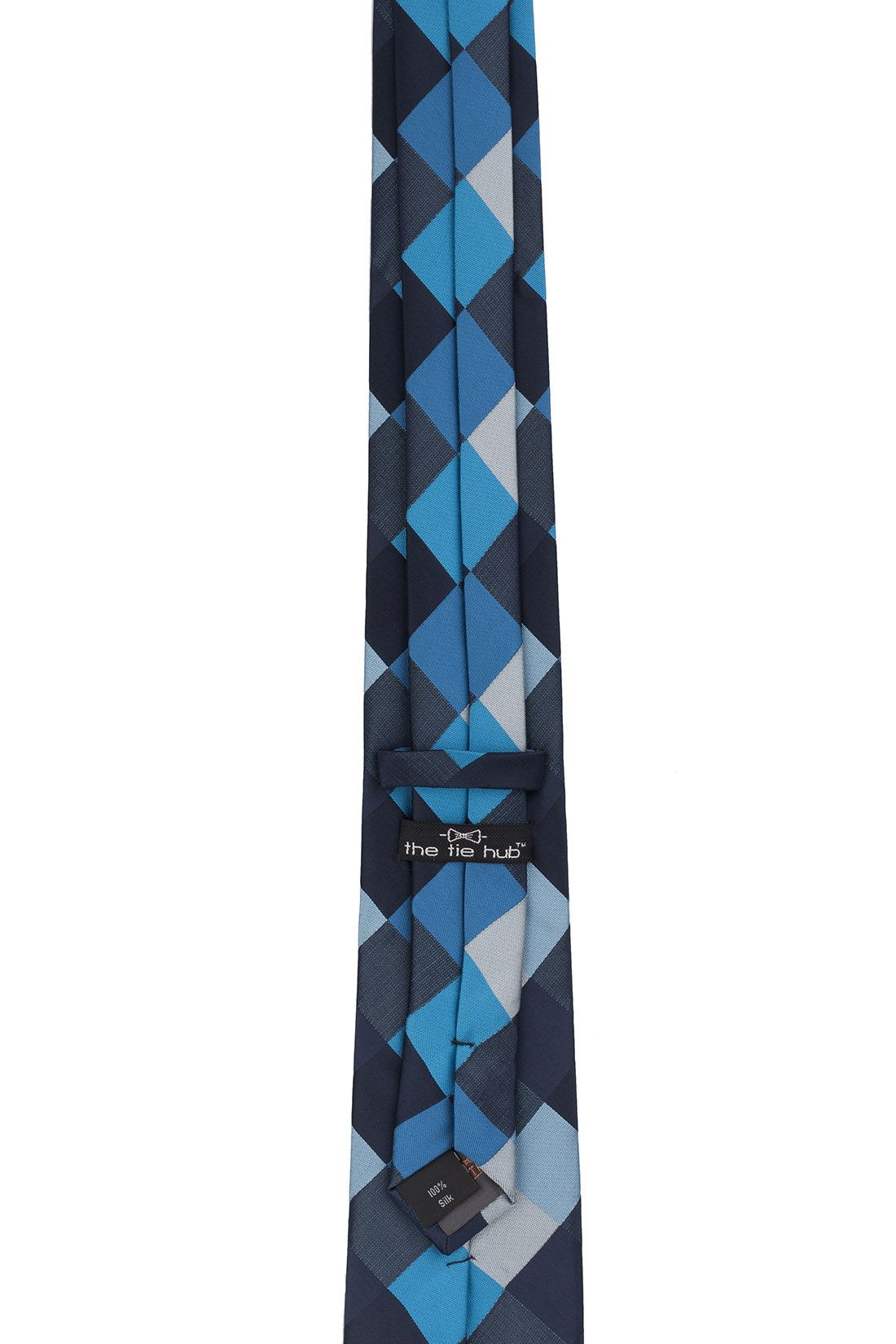 Blue Checkered Silk Necktie for Men