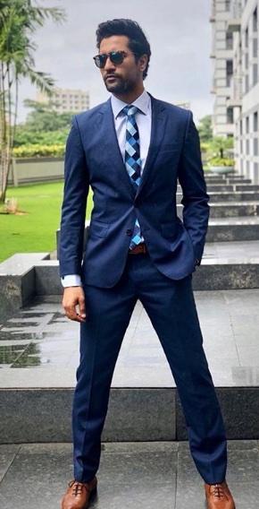 Blue Checkered Silk Necktie for Men