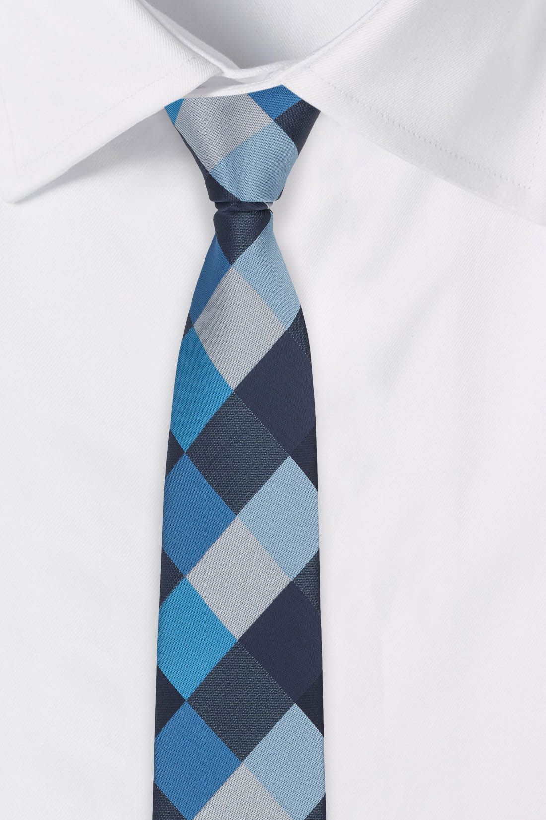 Blue Checkered Silk Necktie for Men