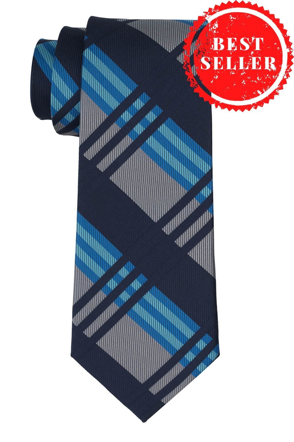 Blue Checkered Silk Necktie for Men