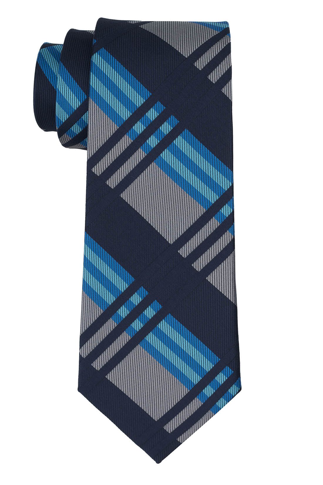 Blue Checkered Silk Necktie for Men