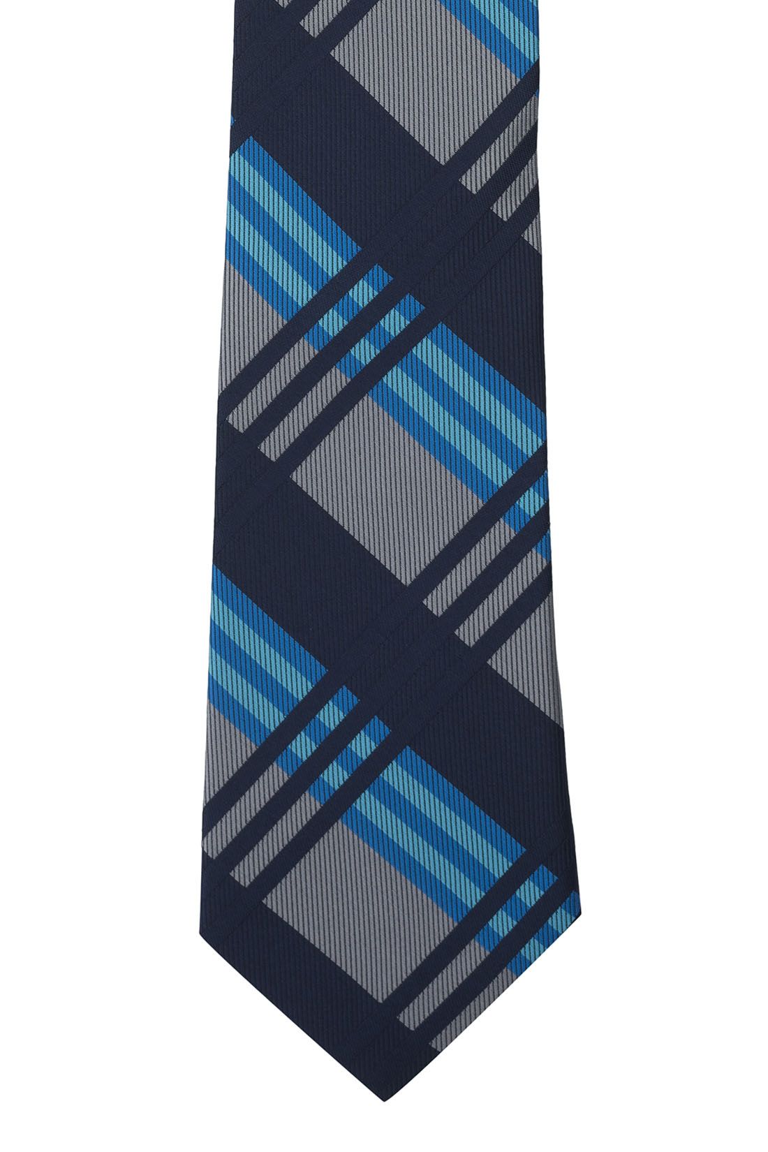 Blue Checkered Silk Necktie for Men