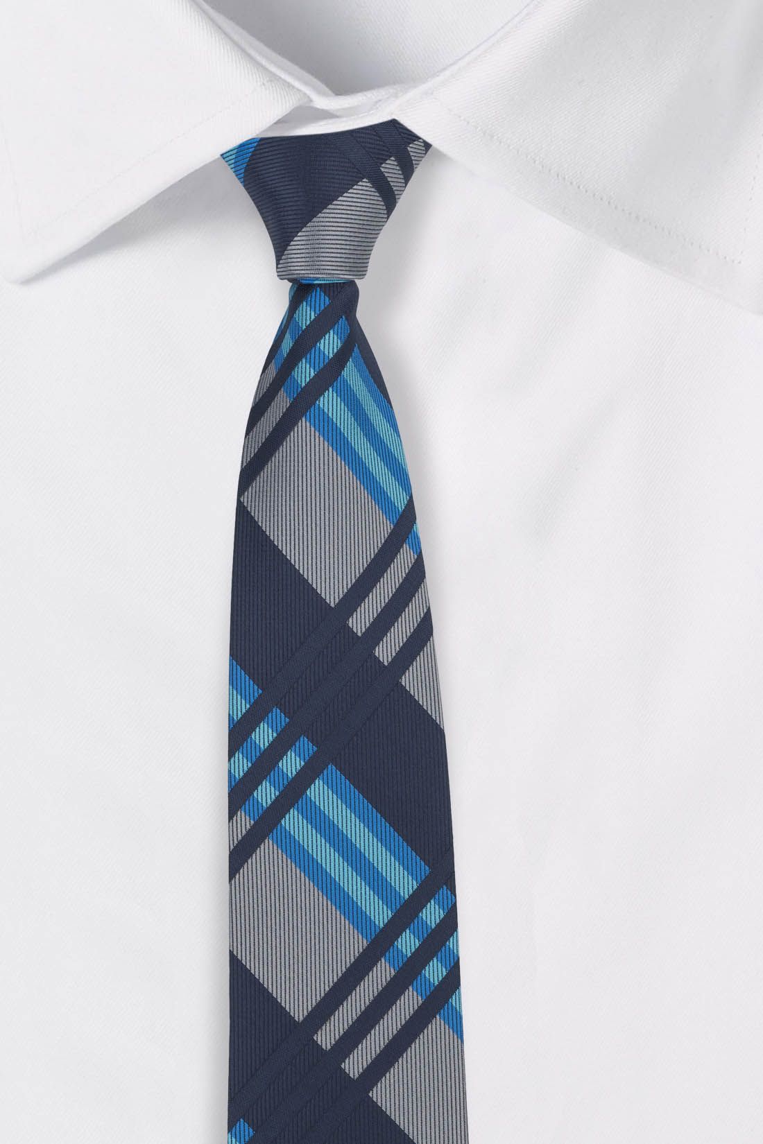 Blue Checkered Silk Necktie for Men