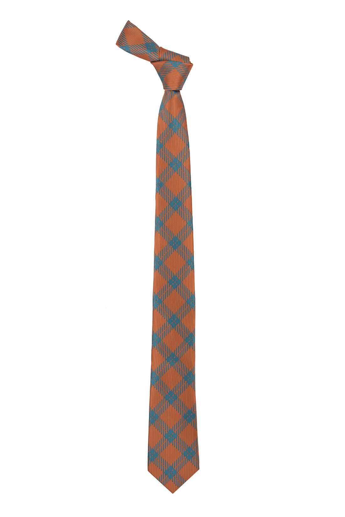 Orange Checkered Silk Necktie for Men