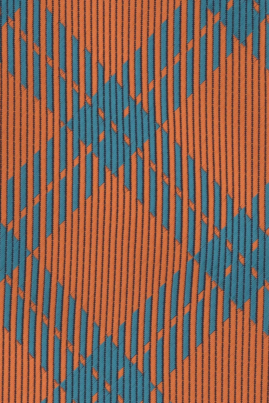 Orange Checkered Silk Necktie for Men