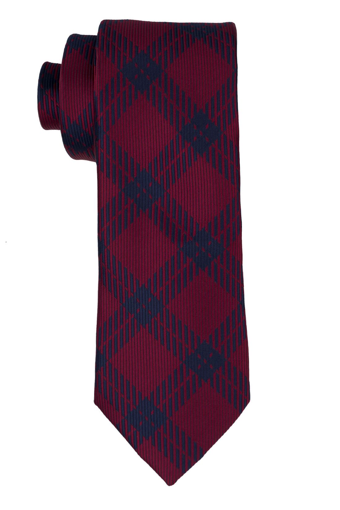 Red Checkered Silk Necktie for Men