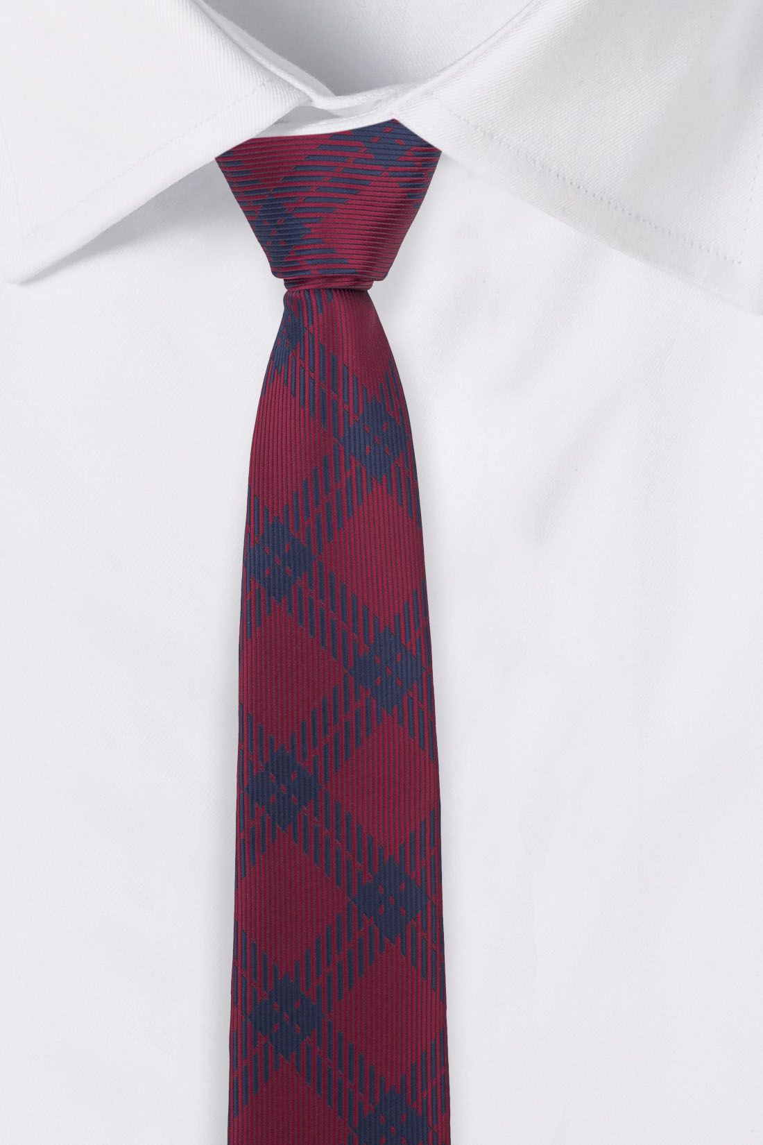 Red Checkered Silk Necktie for Men