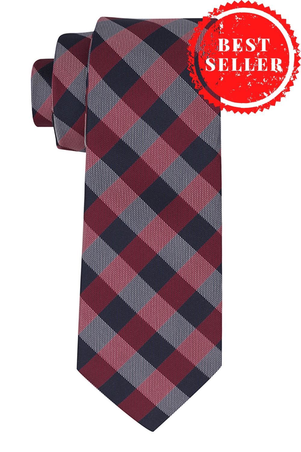 Pink Checkered Silk Necktie for Men