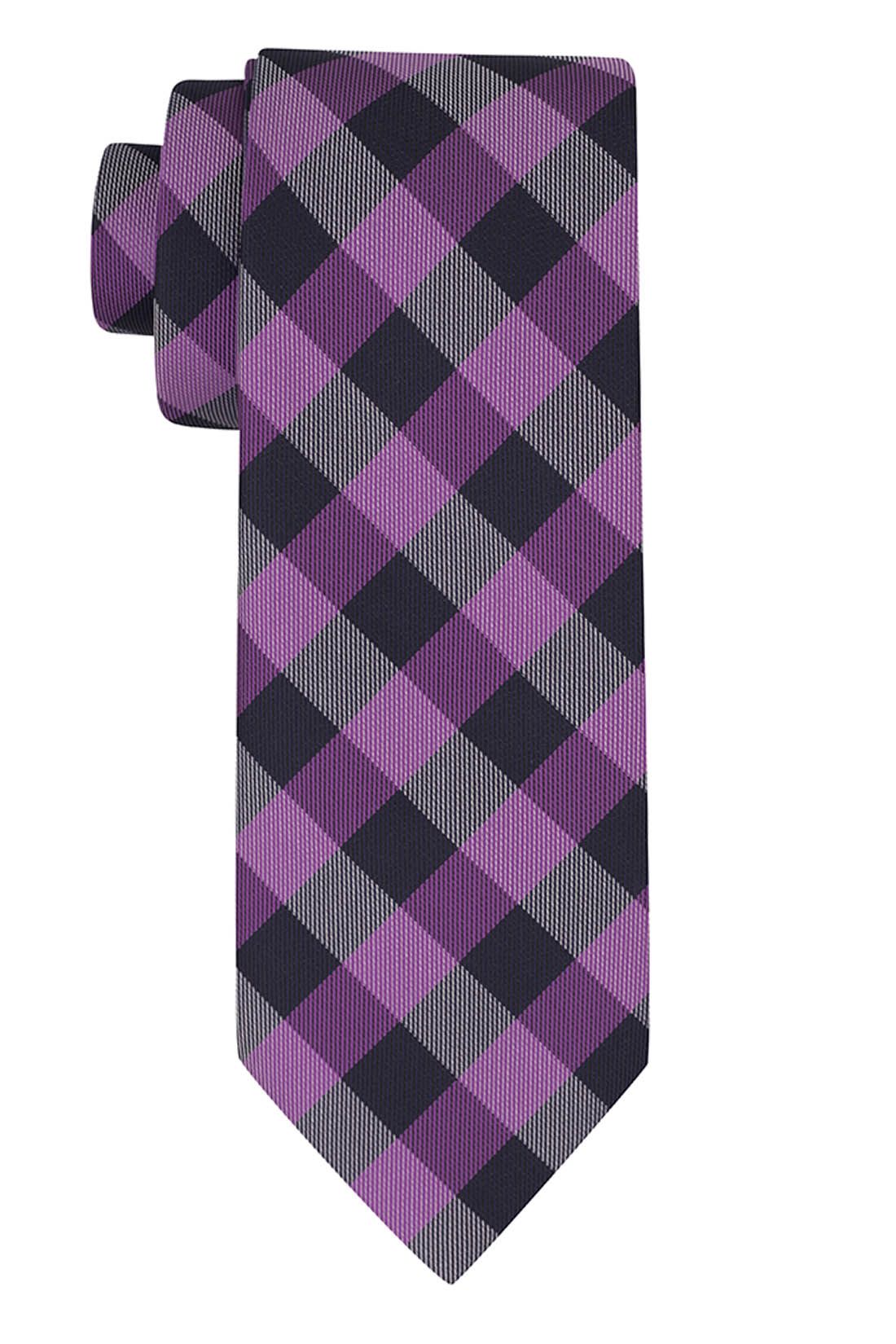 Purple Checkered Silk Necktie for Men
