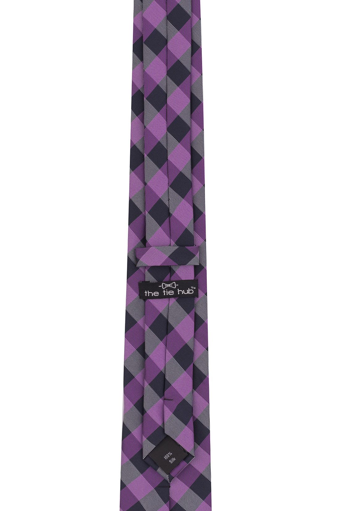 Purple Checkered Silk Necktie for Men
