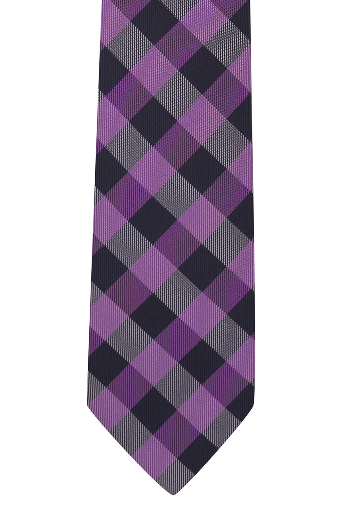 Purple Checkered Silk Necktie for Men