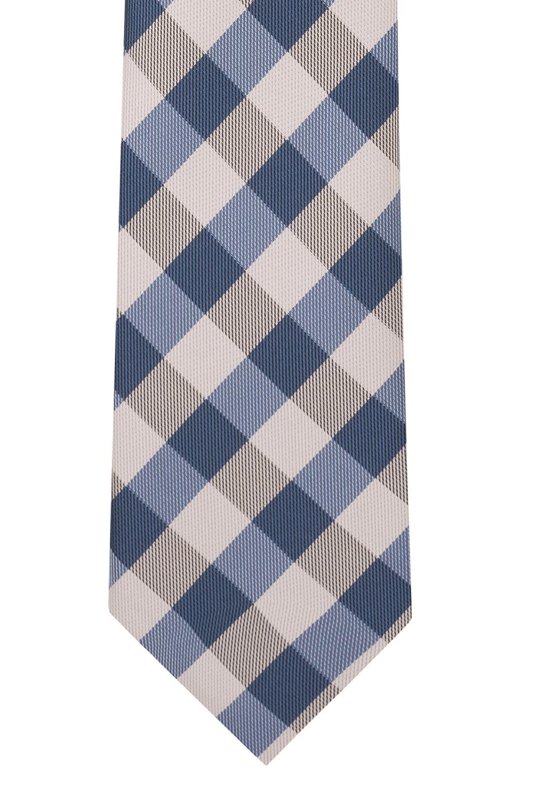 Blue Checkered Silk Necktie for Men