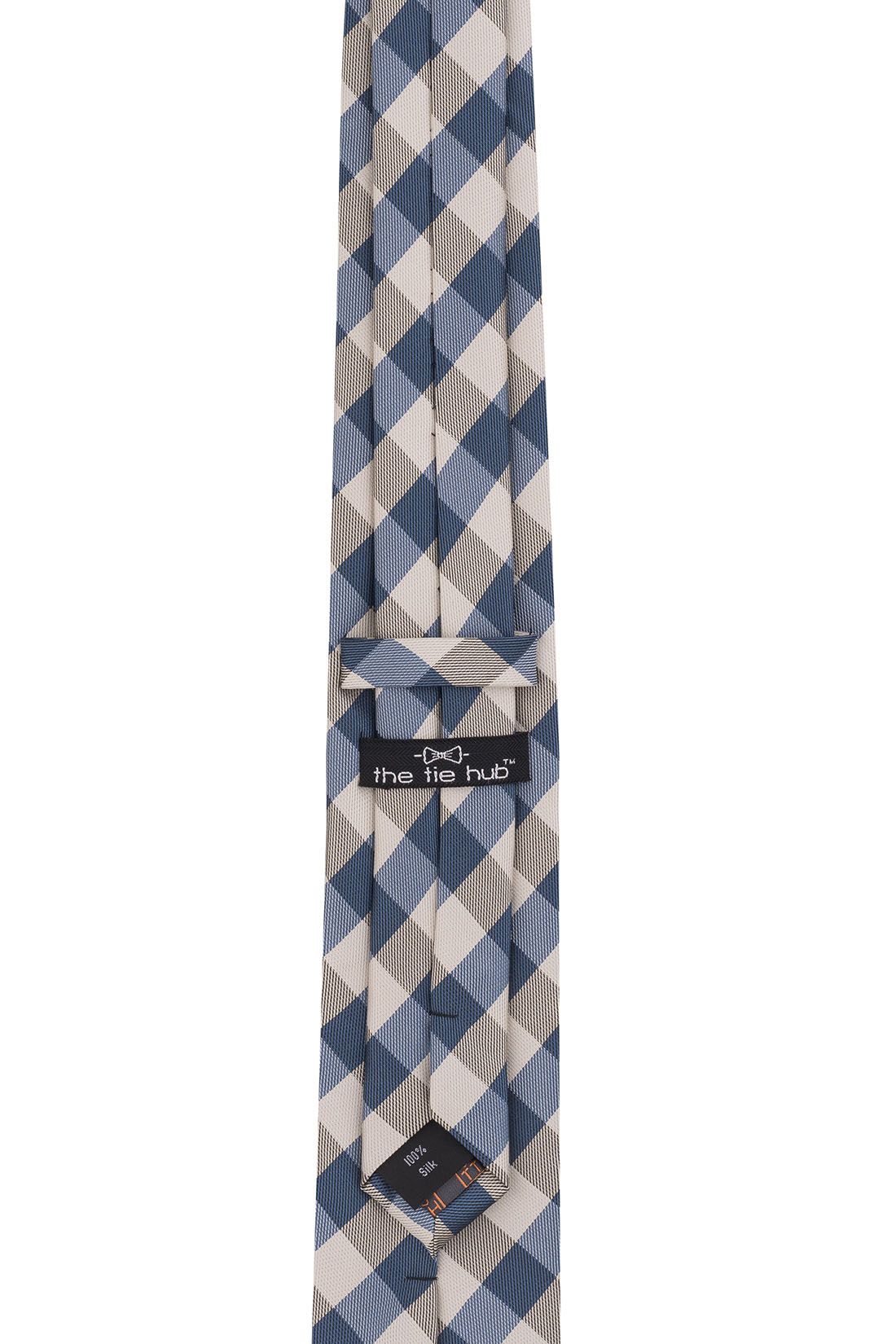 Blue Checkered Silk Necktie for Men