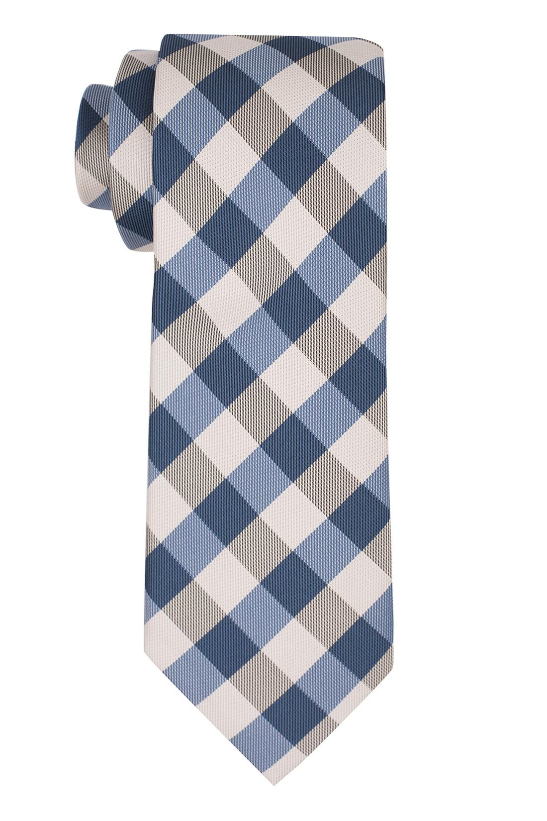 Blue Checkered Silk Necktie for Men