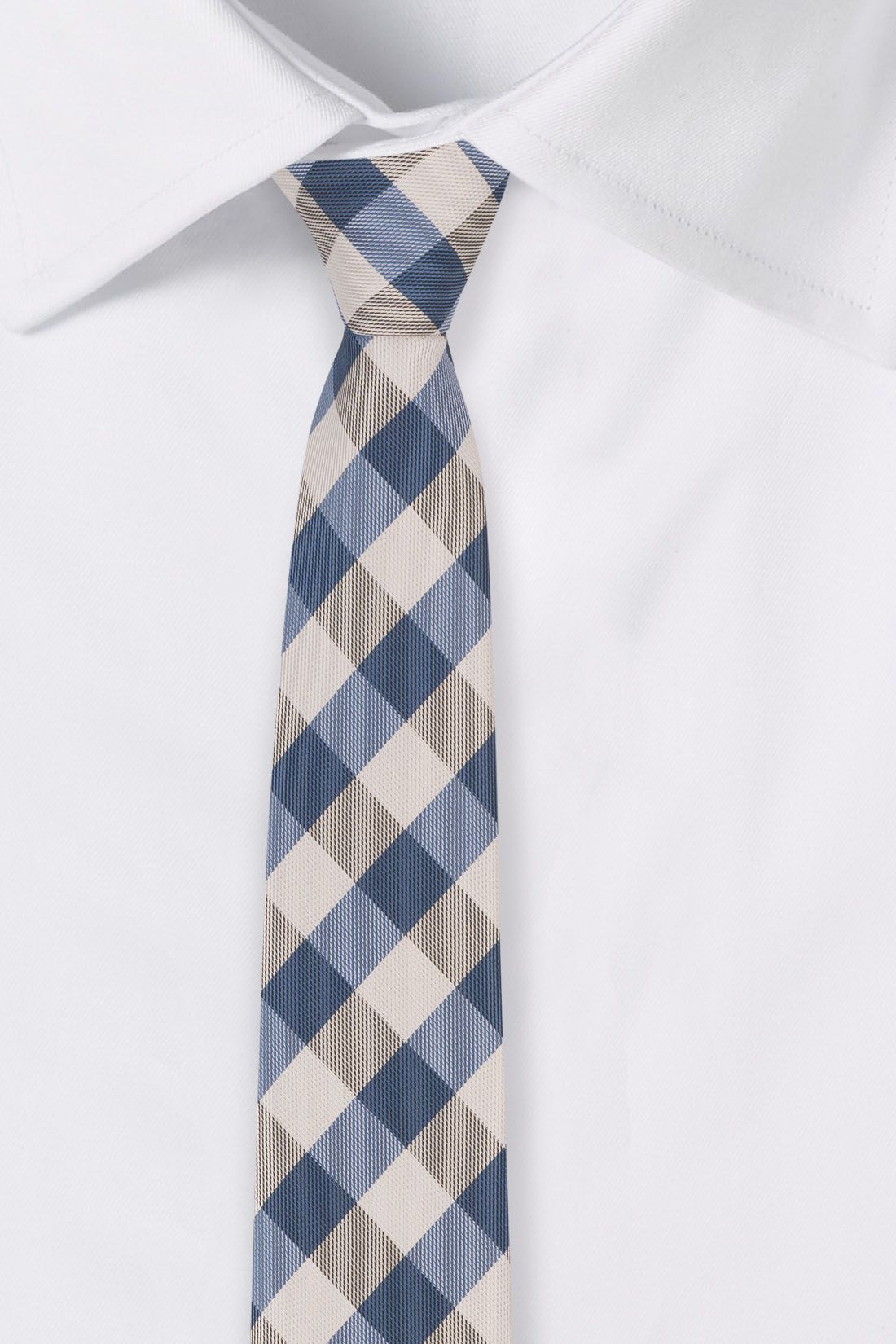 Blue Checkered Silk Necktie for Men