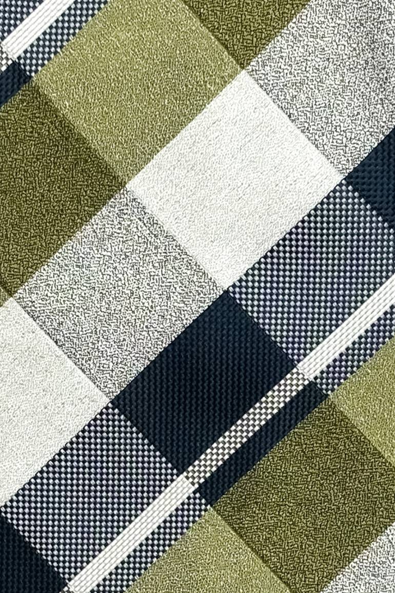Green Checkered Silk Necktie for Men