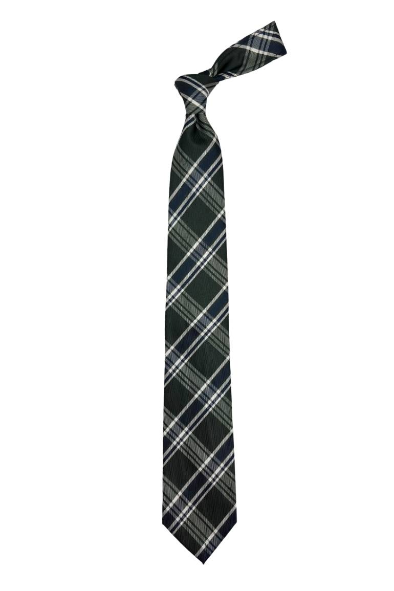 Green Checkered Silk Necktie for Men