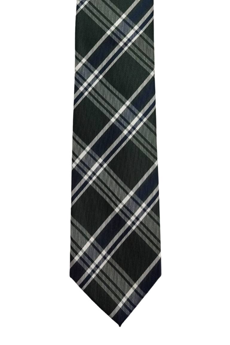 Green Checkered Silk Necktie for Men