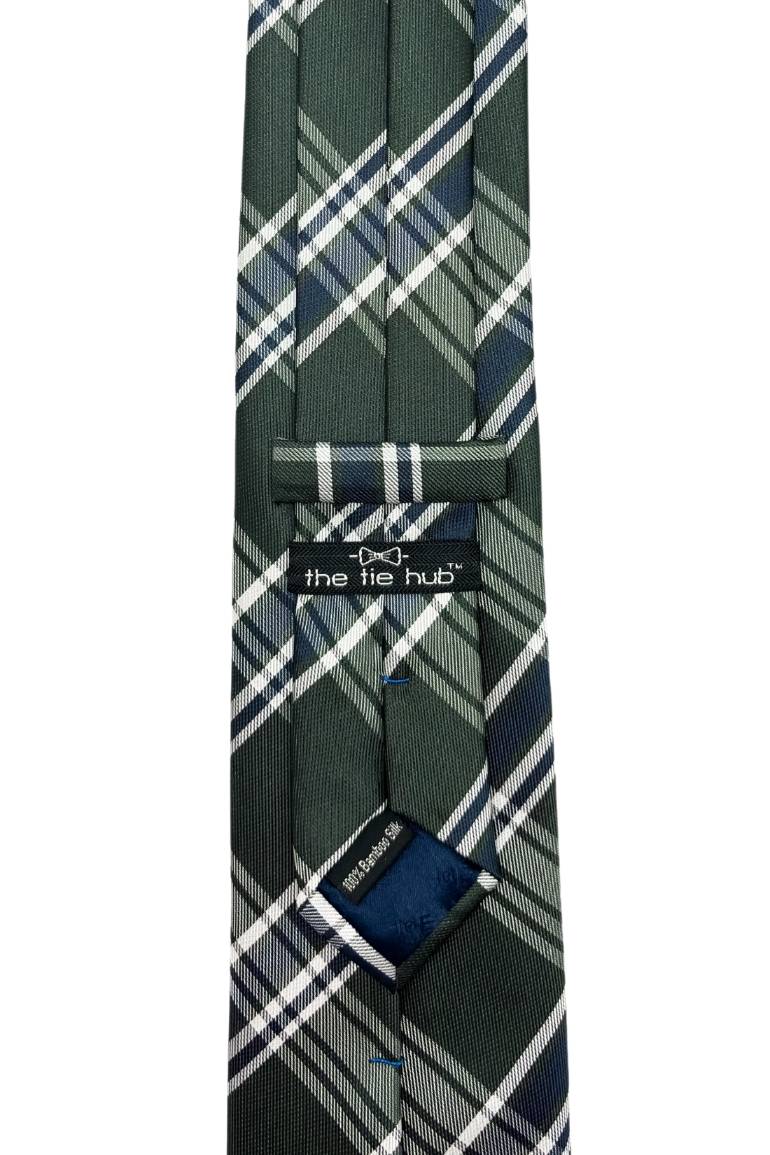 Green Checkered Silk Necktie for Men