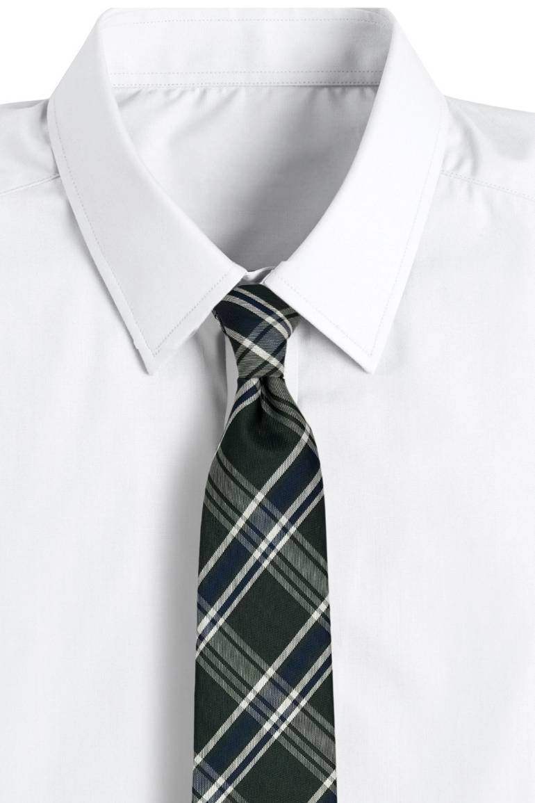 Green Checkered Silk Necktie for Men