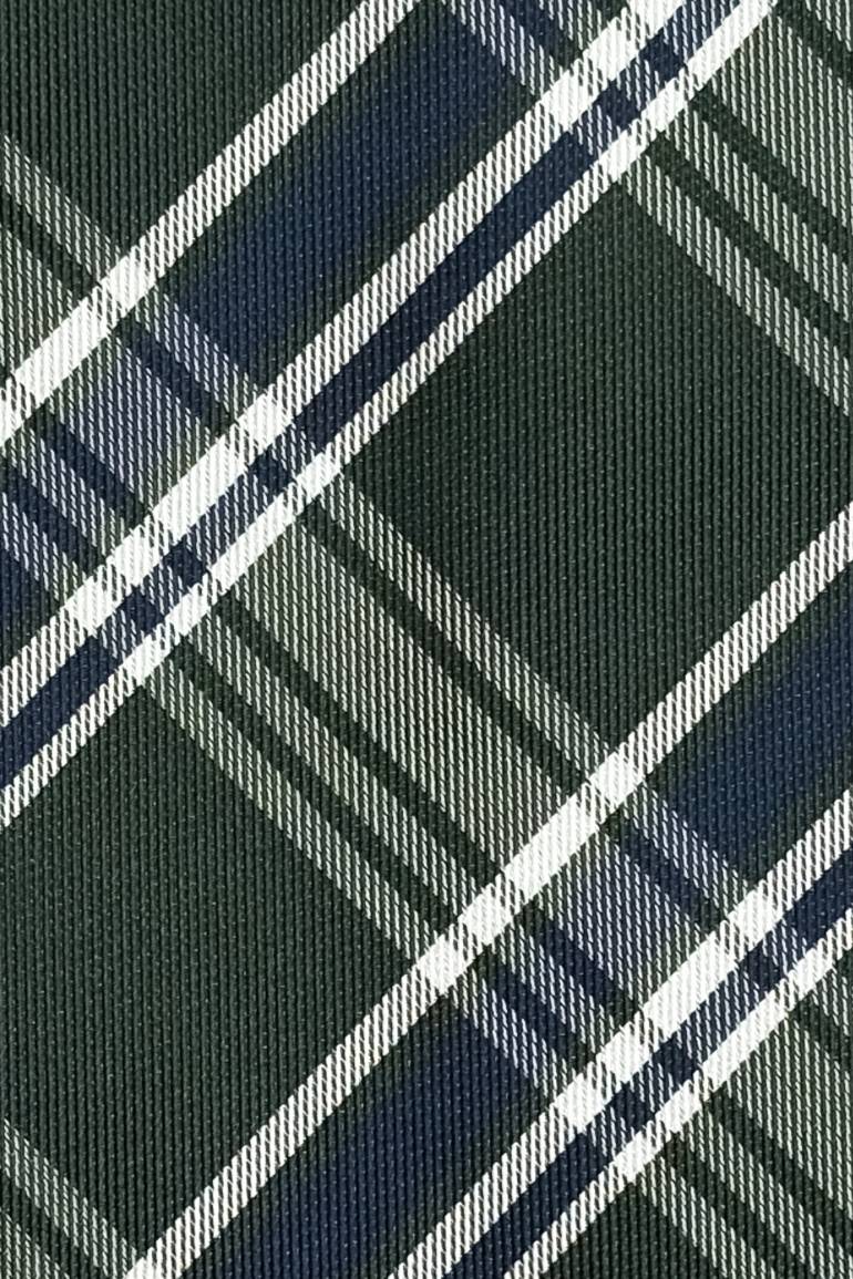 Green Checkered Silk Necktie for Men