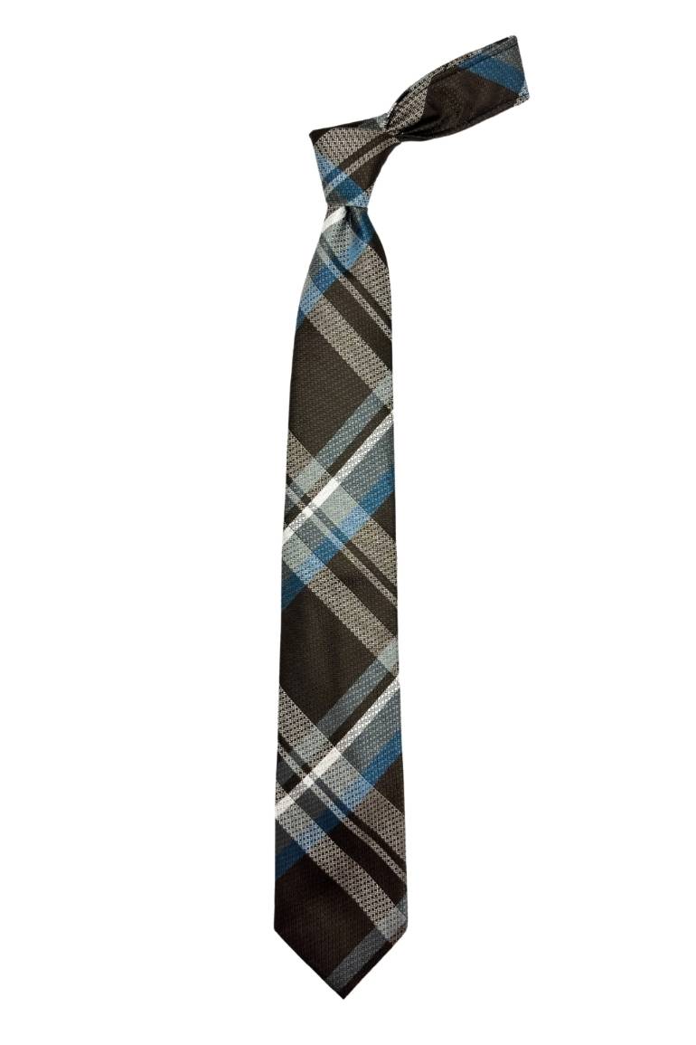 Brown Checkered Silk Necktie for Men