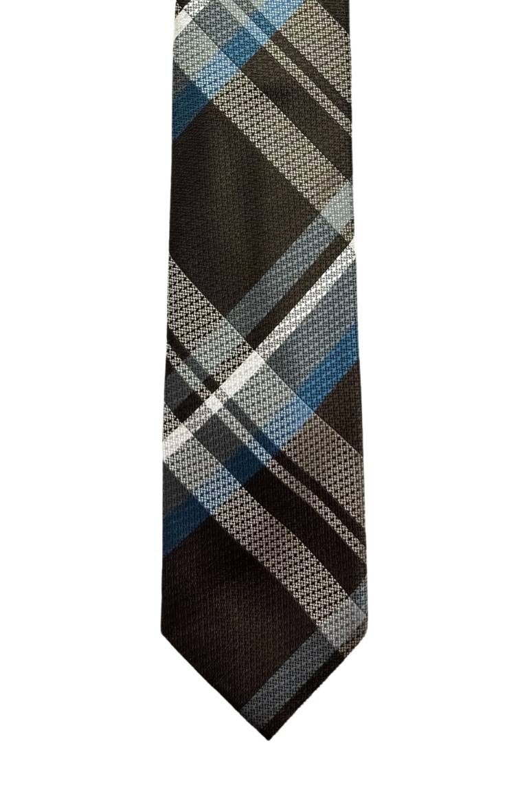 Brown Checkered Silk Necktie for Men