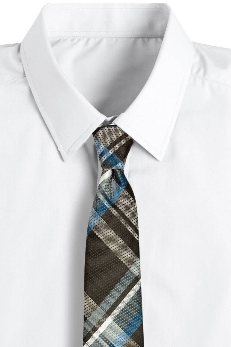 Brown Checkered Silk Necktie for Men