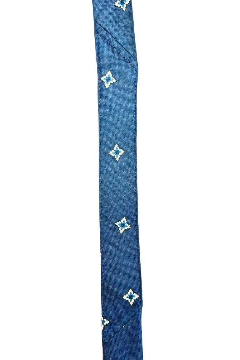 Blue Floral Silk Necktie for Men