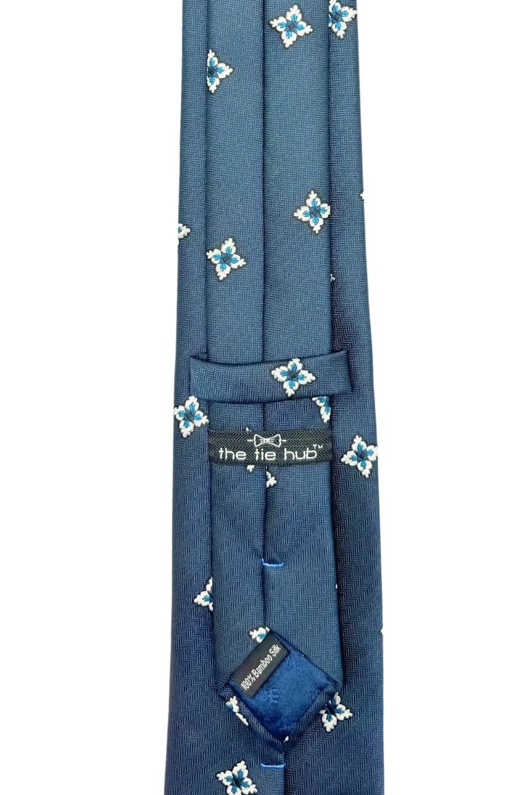 Blue Floral Silk Necktie for Men