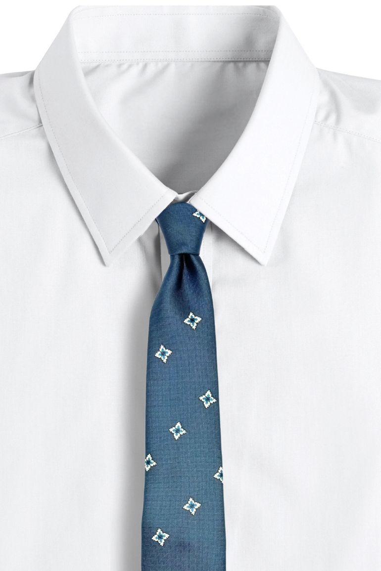 Blue Floral Silk Necktie for Men