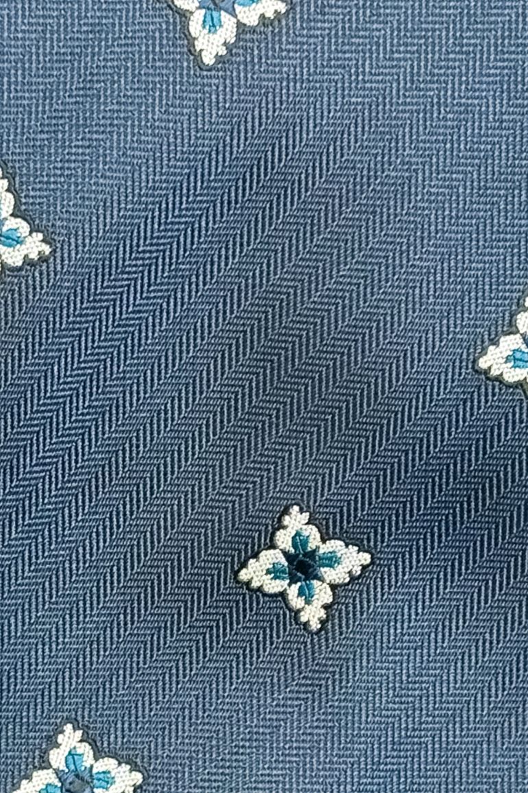 Blue Floral Silk Necktie for Men
