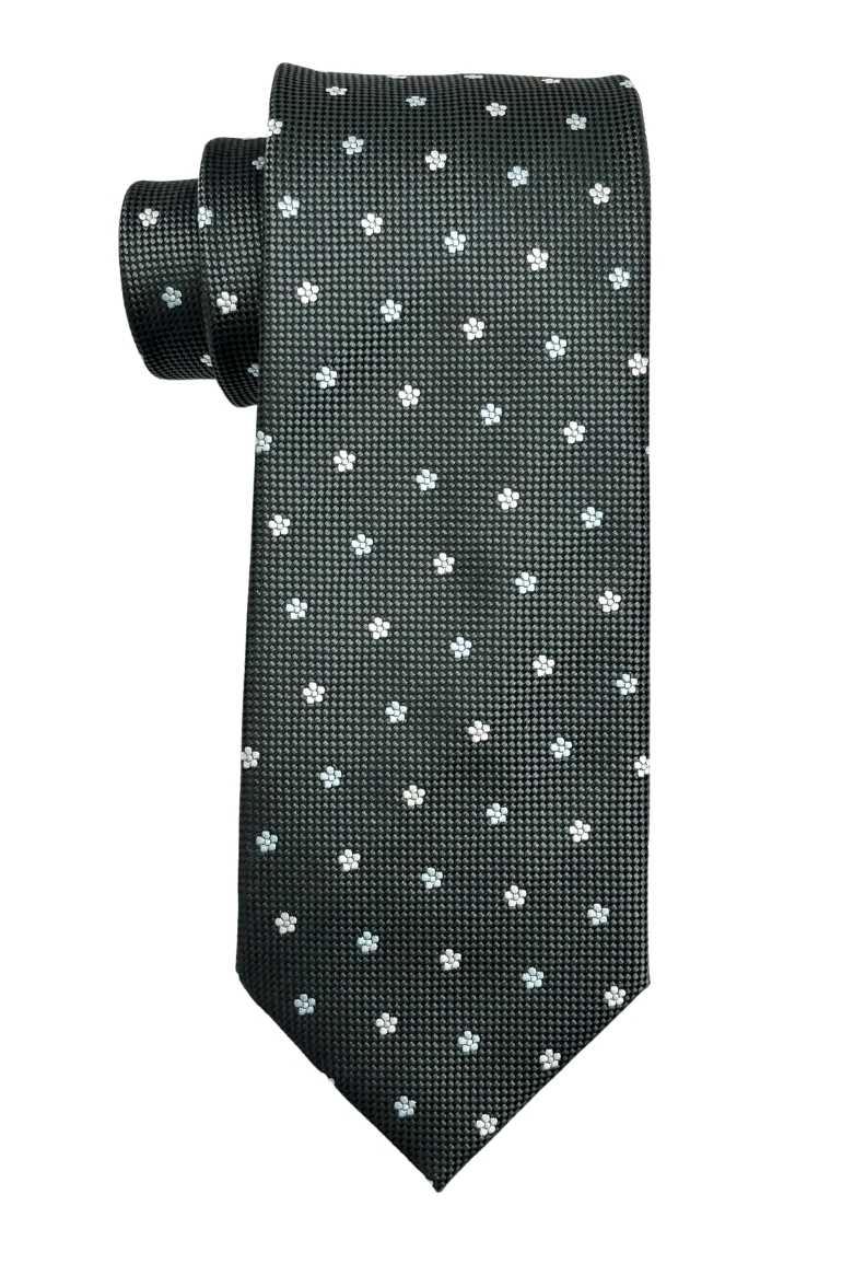 Grey Floral Silk Necktie for Men