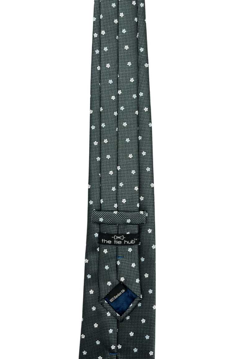 Grey Floral Silk Necktie for Men