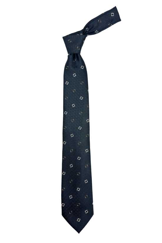 Blue Geometric Silk Necktie for Men